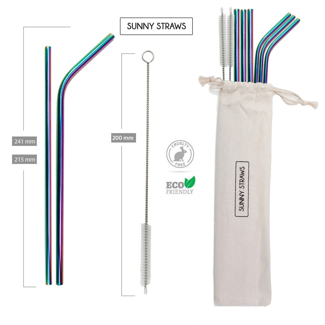 Rainbow Straw Set: Bendy & Straight with Cleaning Brushes - Fun & Colorful!